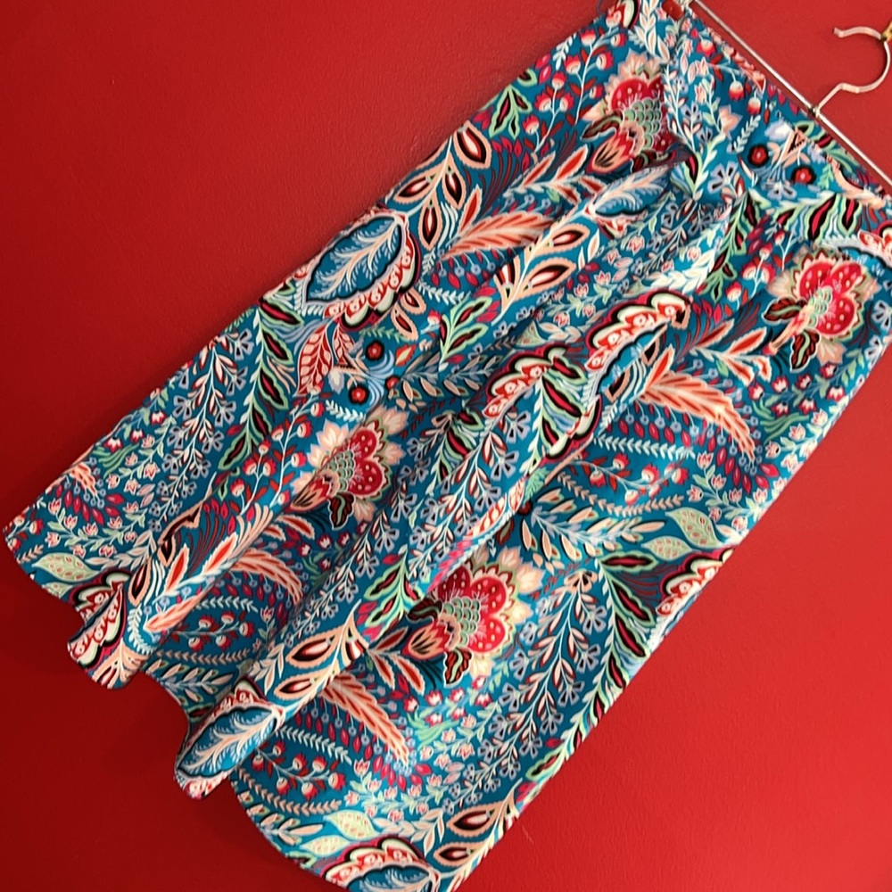 Talbots Cotton Poplin Paisley Botanical Midi Skirt